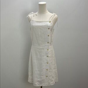 Karl Marc John White Linen Dress Side Button Down Womens Medium Resort LWD
